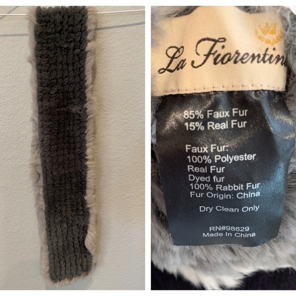 LA FIORENTINA Faux Fur Muffler with Rabbit Trim - Picture 2 of 2